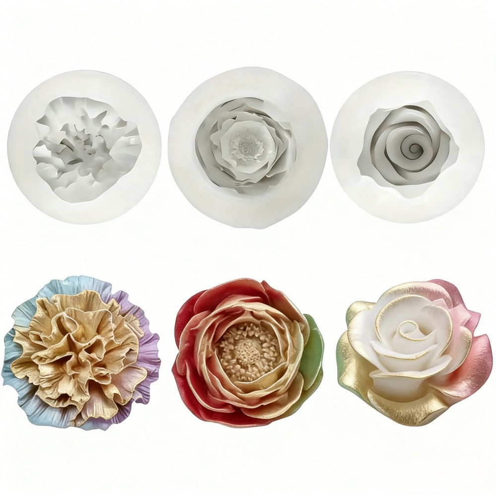 Resin Art Wedding Gift - 3-teilige Silikonformen für Rosen, Pfingstrosen und